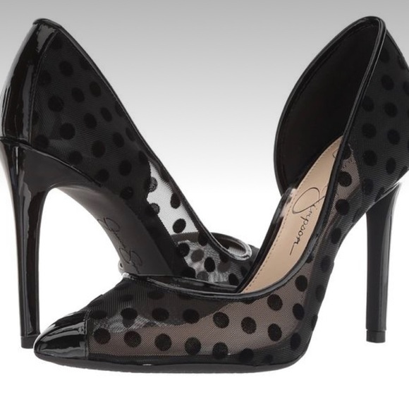 Jessica Simpson Shoes - Jessica Simpson Polka Dot Flocked Mesh Pumps!